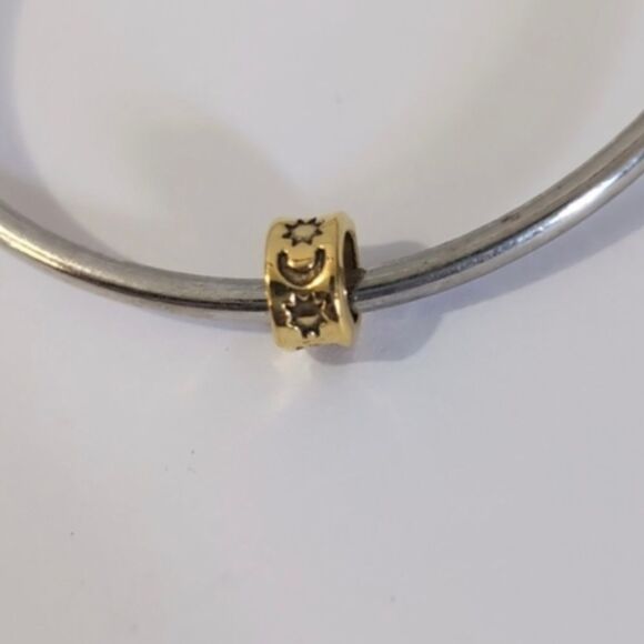 Gold Moon and Stars Spacer Charm for Pandora Style‎ Bracelet - Picture 1 of 4